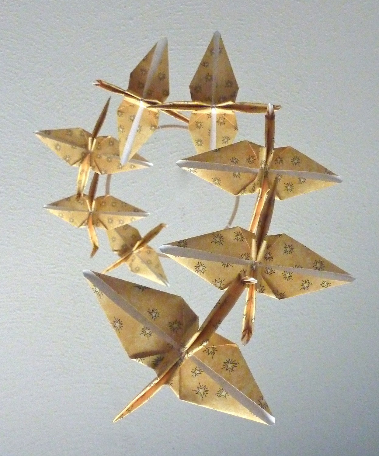 Eco Friendly / Baby Mobile / Origami Crane Mobile / Children Decor / Art Mobile / Folk Art Baby Nursery Yellow Star