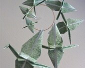 Origami Crane Mobile - Children Decor - Baby Mobile - Eco Friendly Art - Baby Nursery Unique Mossy Moss Nature Bedroom Crib