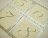 Table Numbers Shimmery Silver Border and Elegant Script Font  for your Wedding Reception Decor