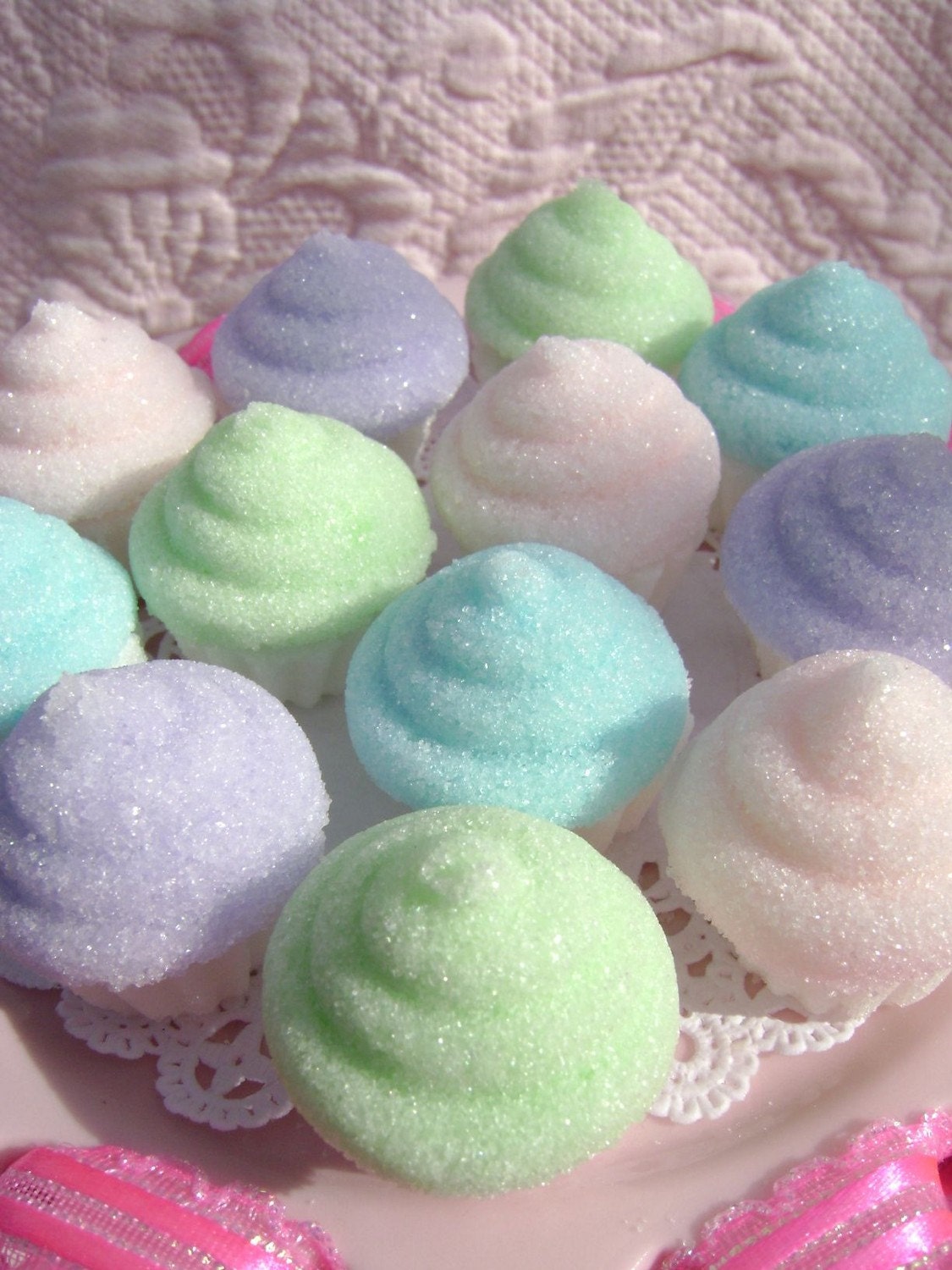 Pretty Pastel Cupcake Sugar Toppers for your Cupcakes or Baked Goods or to Serve with your Tea