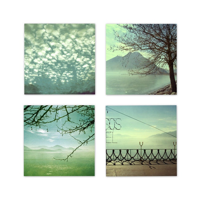 Set of four Downloadable digital file home decor turquoise blue aqua mint green landscape photography