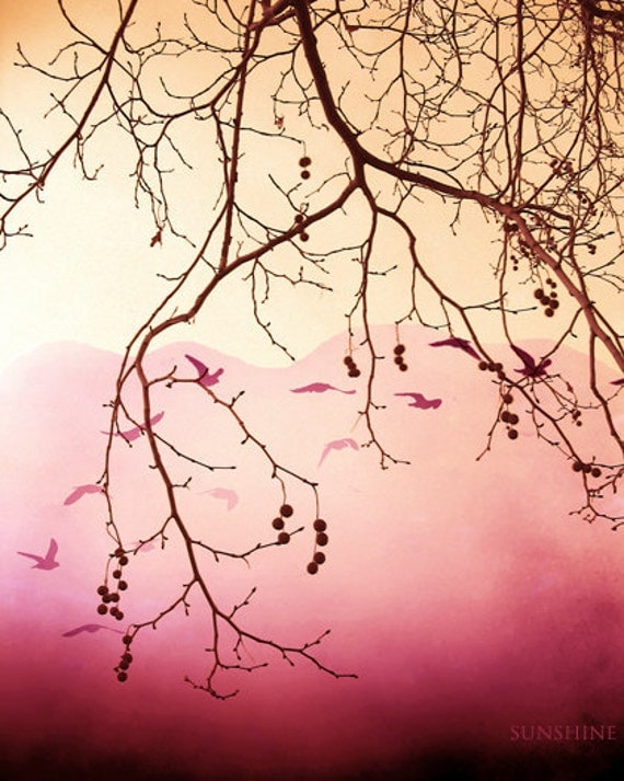 Digital download Pink art - Romantic photo - gift for teen girls room - tree branches - feminine - valentines day