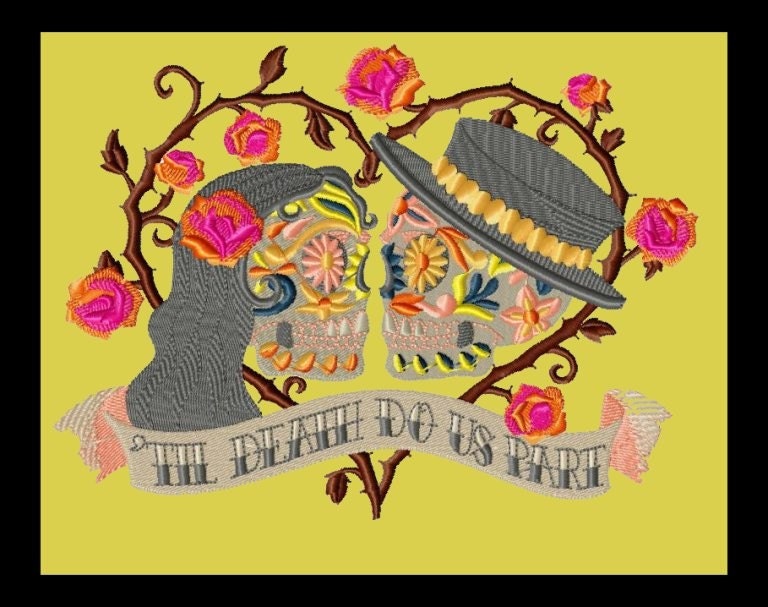 Gift for Gothic Brides, Day of the Dead, Mexican Style Scrapbook embroidery, place on the Guest Sign In Table for real fun  - Decoration