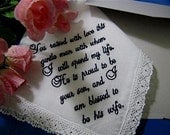 Mother's Day or Wedding Hankie Custom made hankerchief for your Mother-In-Law. A hankie with its lace and gift envelop custom created