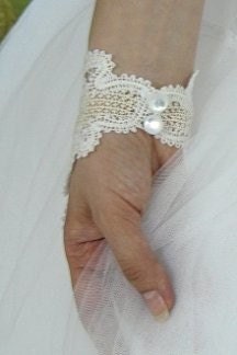 Prom Lace, Fingerless Bridal Gloves, elegant, delicate and embroidered  for Wedding or Special Occasion.  Chose your own color.