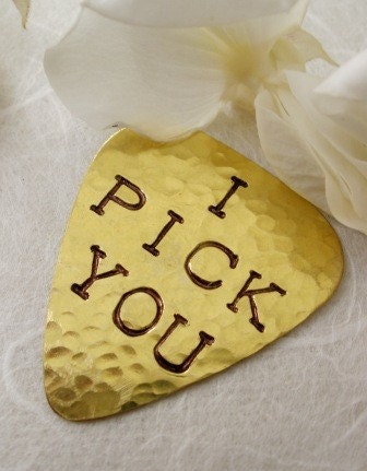 I PICK YOU 1st Class Shipping BRASS Guitar Pick