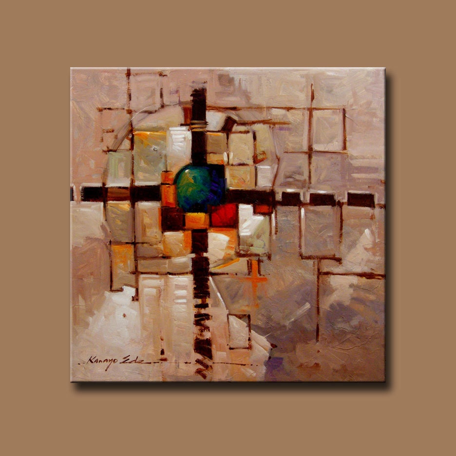 Huge Abstract 30x30 original oil on canvas. Subdivision.