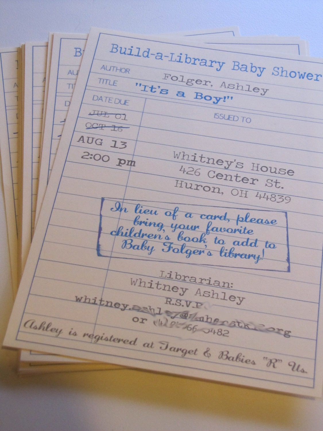 Build-a-Library Baby Shower Invitations - Set of 40