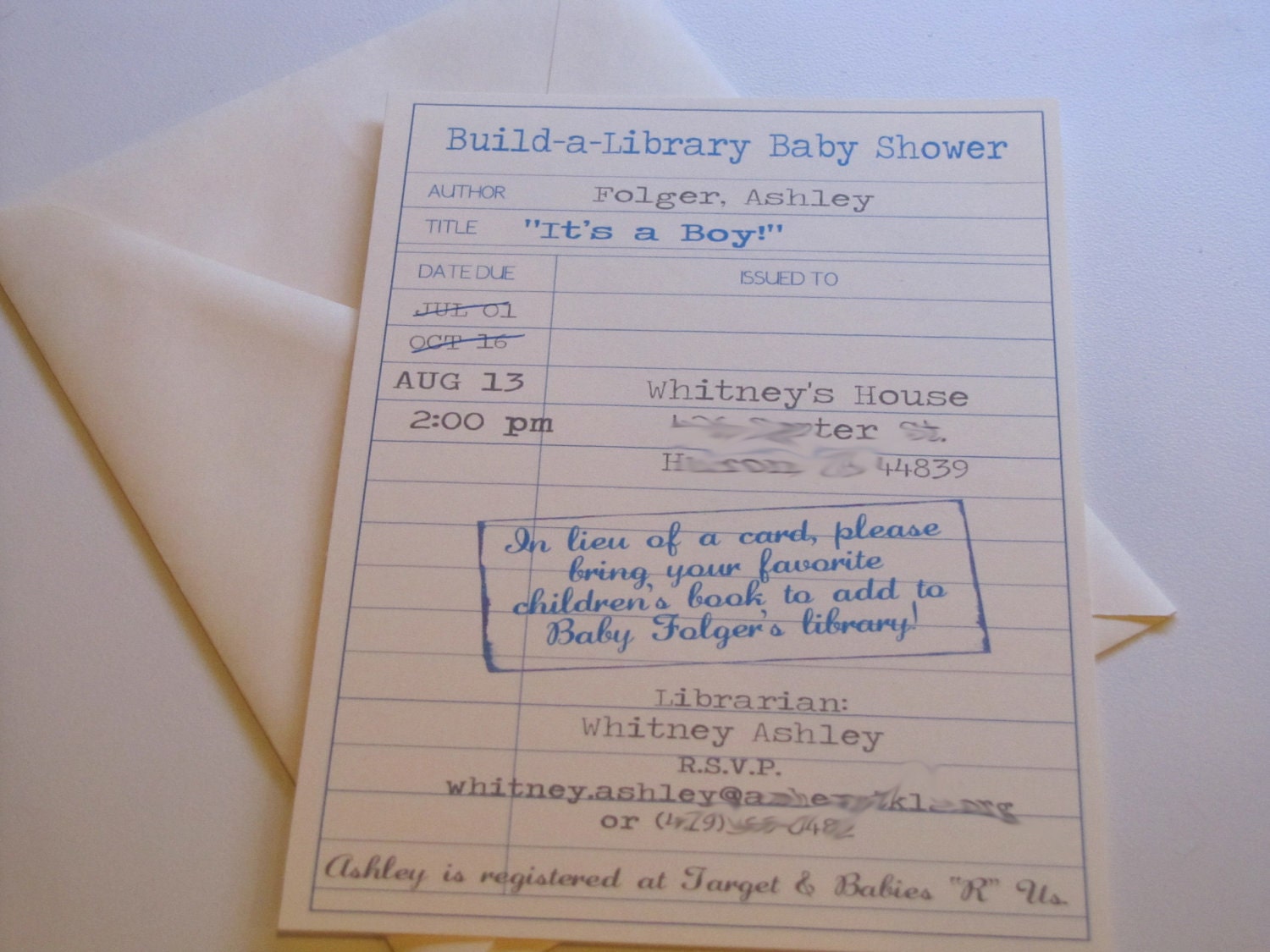 Build-A-Library Baby Shower Invite & Bookplate Sticker Combo - PRINTABLE JPGs ONLY