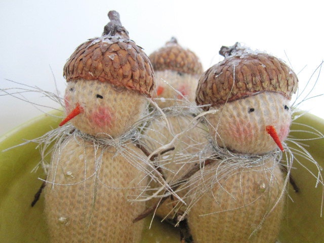 Set of Three Vintage Inspired Snowmen Ornaments