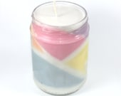 Stained Glass Soy Candle in Recycled Jar - soy, vegan, custom scent, colorful, ooak, one of a kind