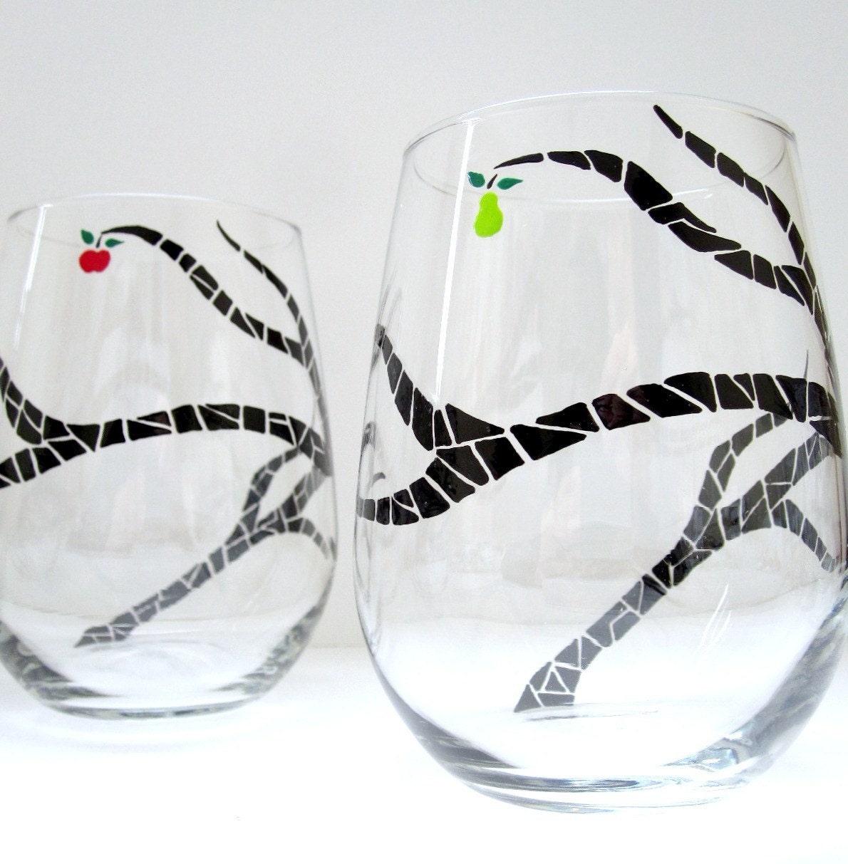 Pick 2 Fruit Tree Stemless Wine Glasses