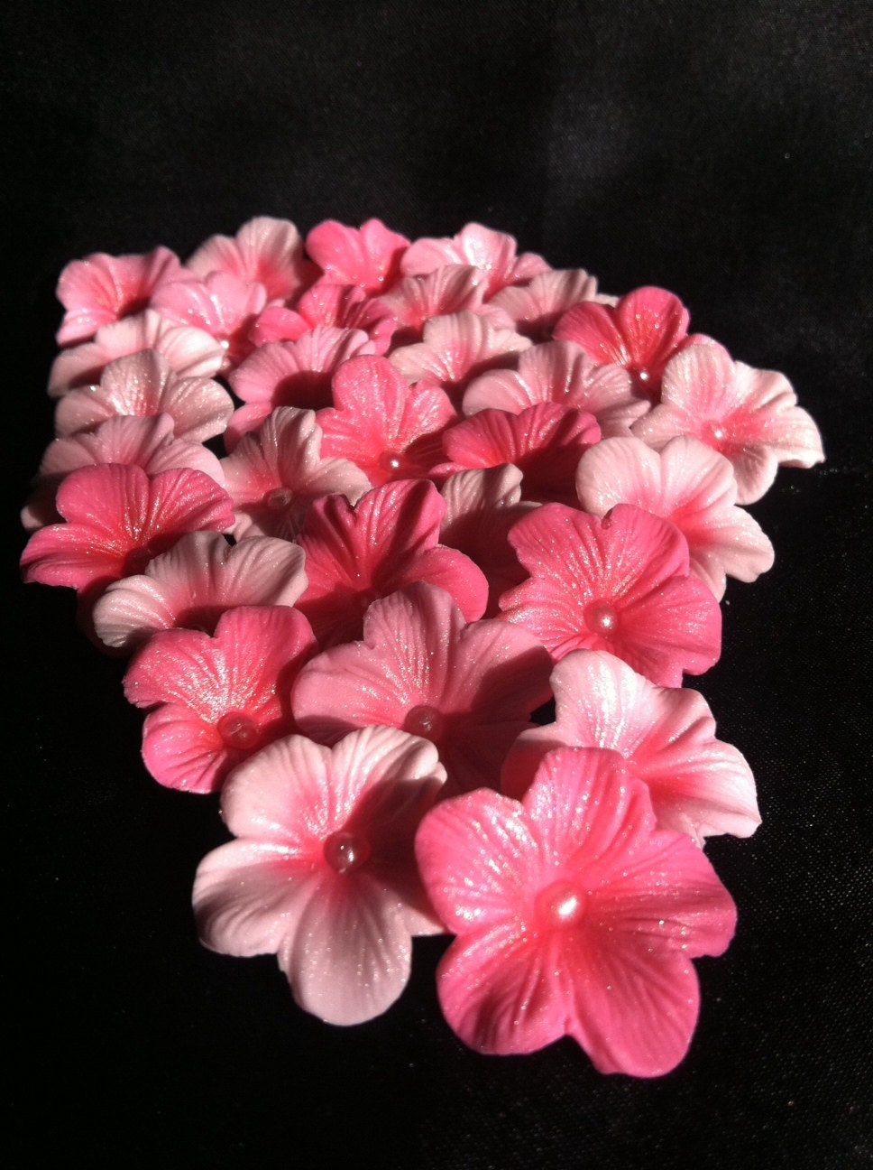 Gumpaste Cake Decorations Different Shades of Pink  Cherry Blossoms 25 piece