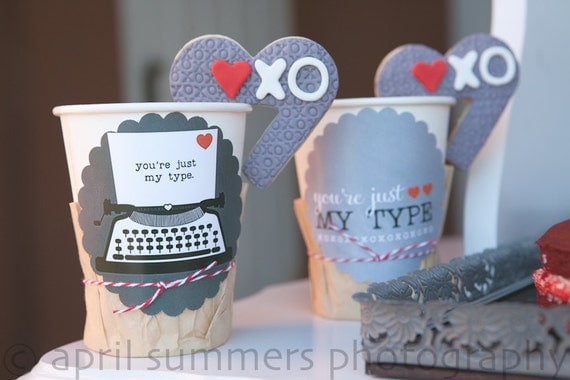 Valentine You're Just My Type Printable Party - Red and Gray - DIY Il_570xn