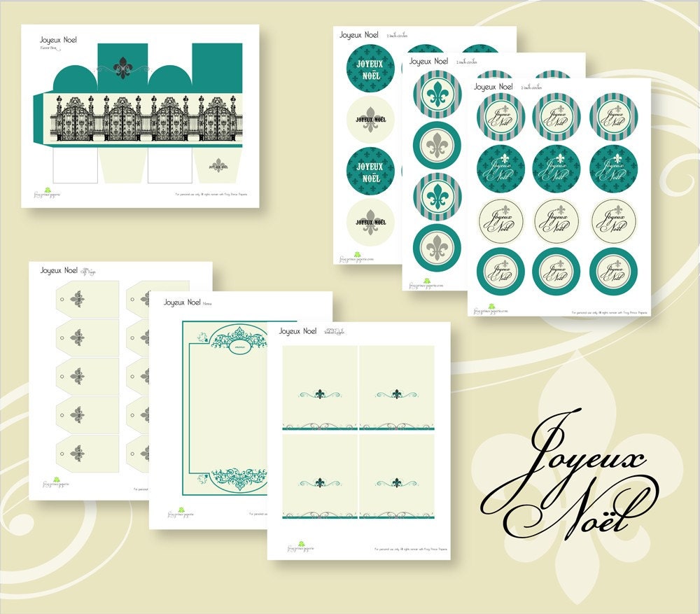 Joyeux Noel Printable Christmas Dinner - DIY - Charity listing