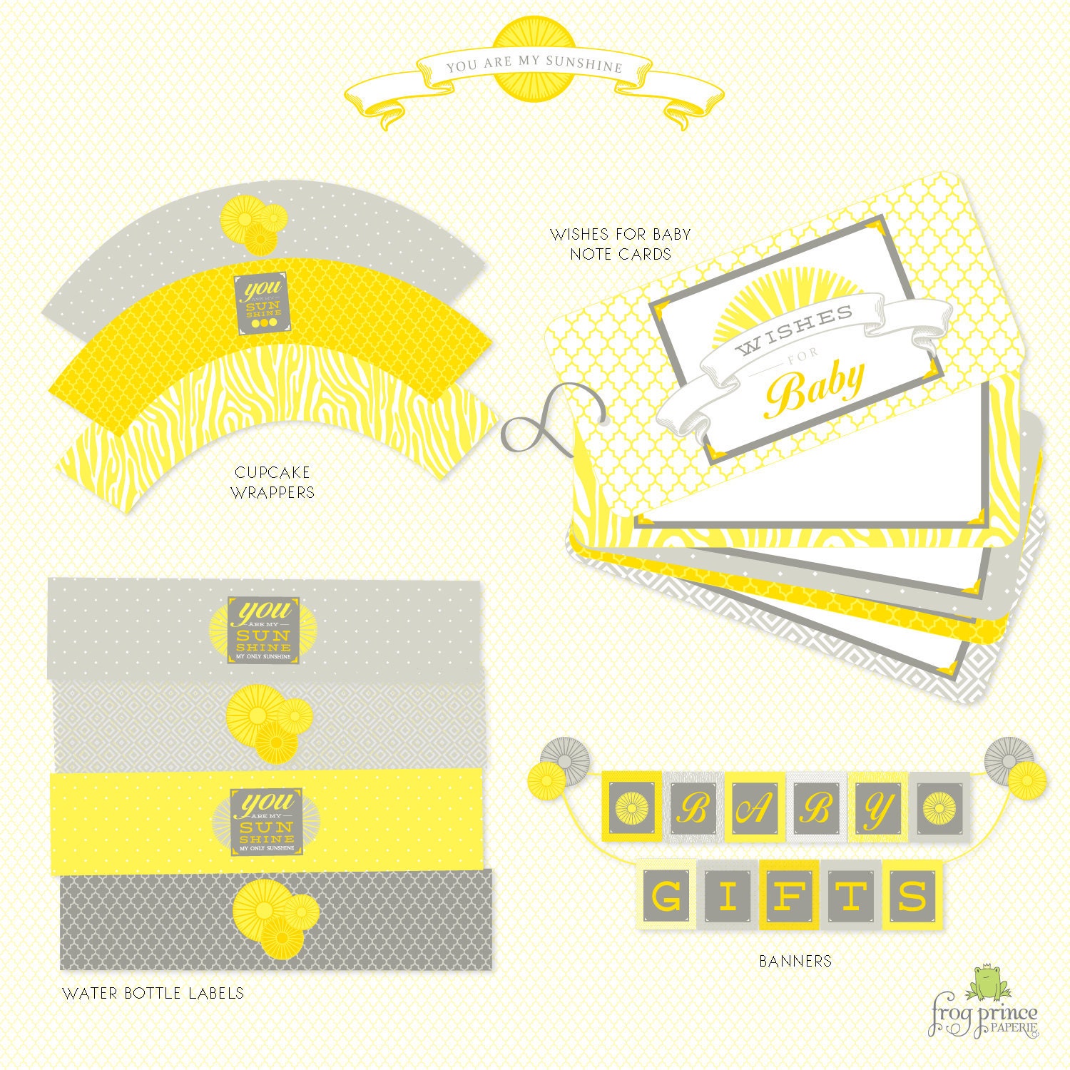 You Are My Sunshine Baby Shower Birthday DIY Printable Party Pack