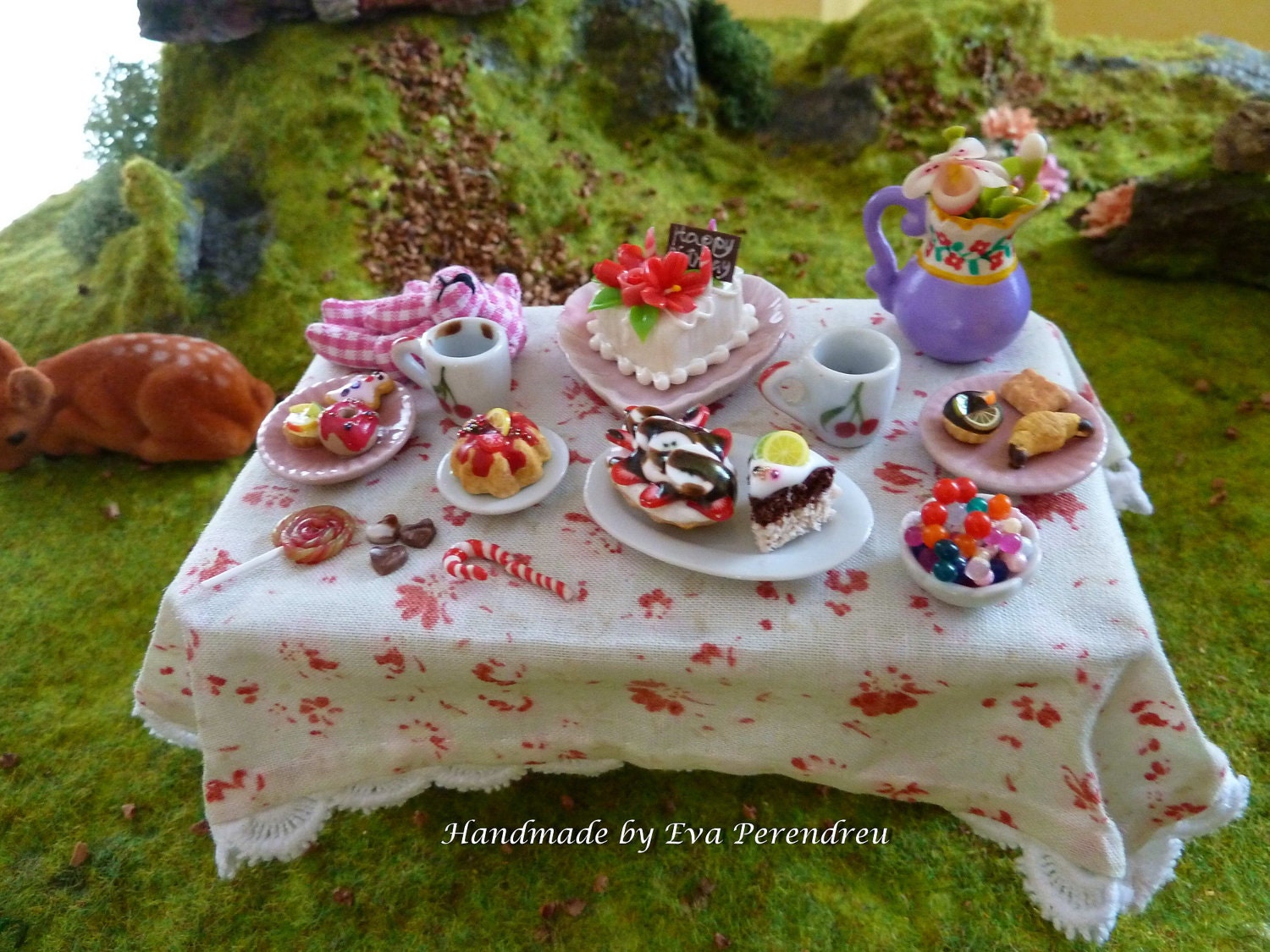 OOAK Miniature fairy table for birthday party -  Eight times TREASURY ITEM