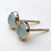 FOR SALE Blue Aquamarine Stones Studs in Recycled 14k yellow Gold Earrings