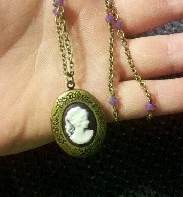 A Portrait in Purple Locket Necklace
