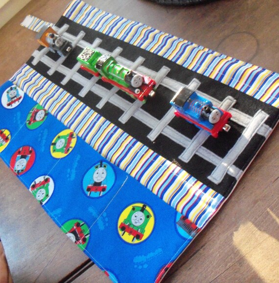 Thomas the Train Caddy Roll up Tote with Railroad Tracks