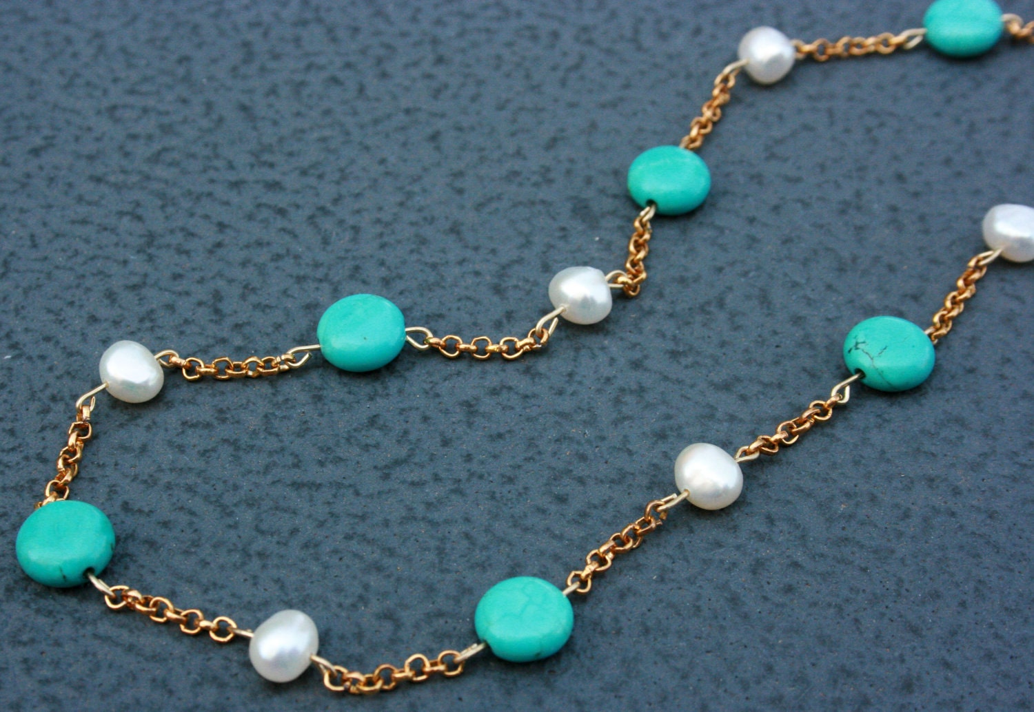 TURQUOISE pearl stone blue gold metal plated teal birthday for her beaded beadwork bridesmaids freshwater white wedding party favor