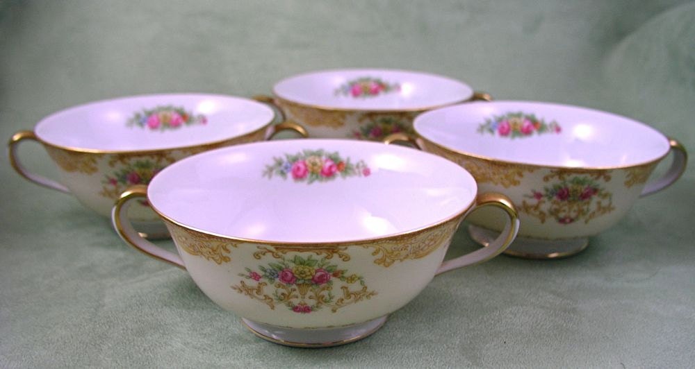 Vintage 1940 Noritake Garvin 6001 Cream Soup Bowls Set of 4 - Free USA Shipping