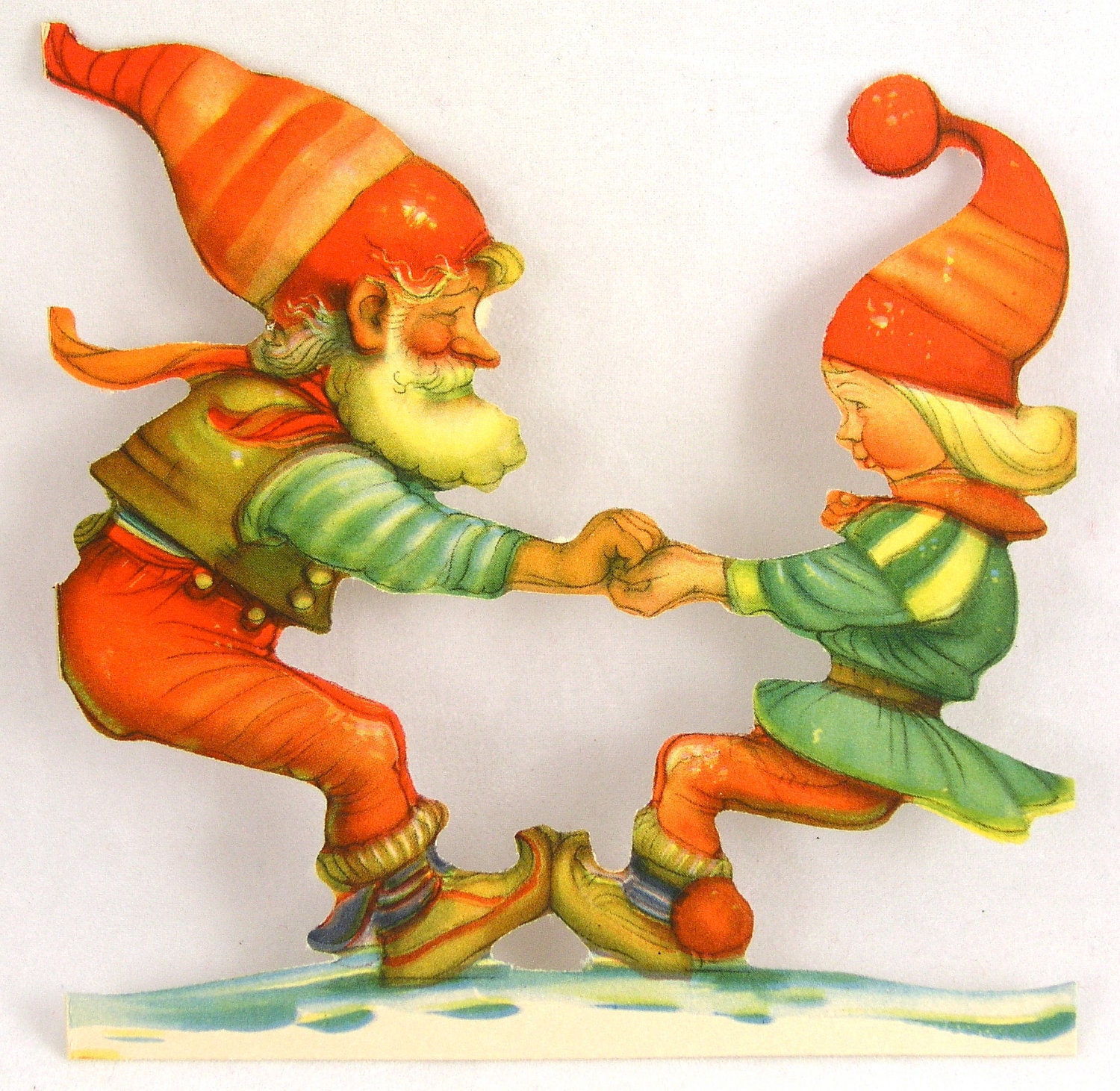 Vintage Sweden Die Cut Winter Christmas Santa & Girl  - Free USA Shipping