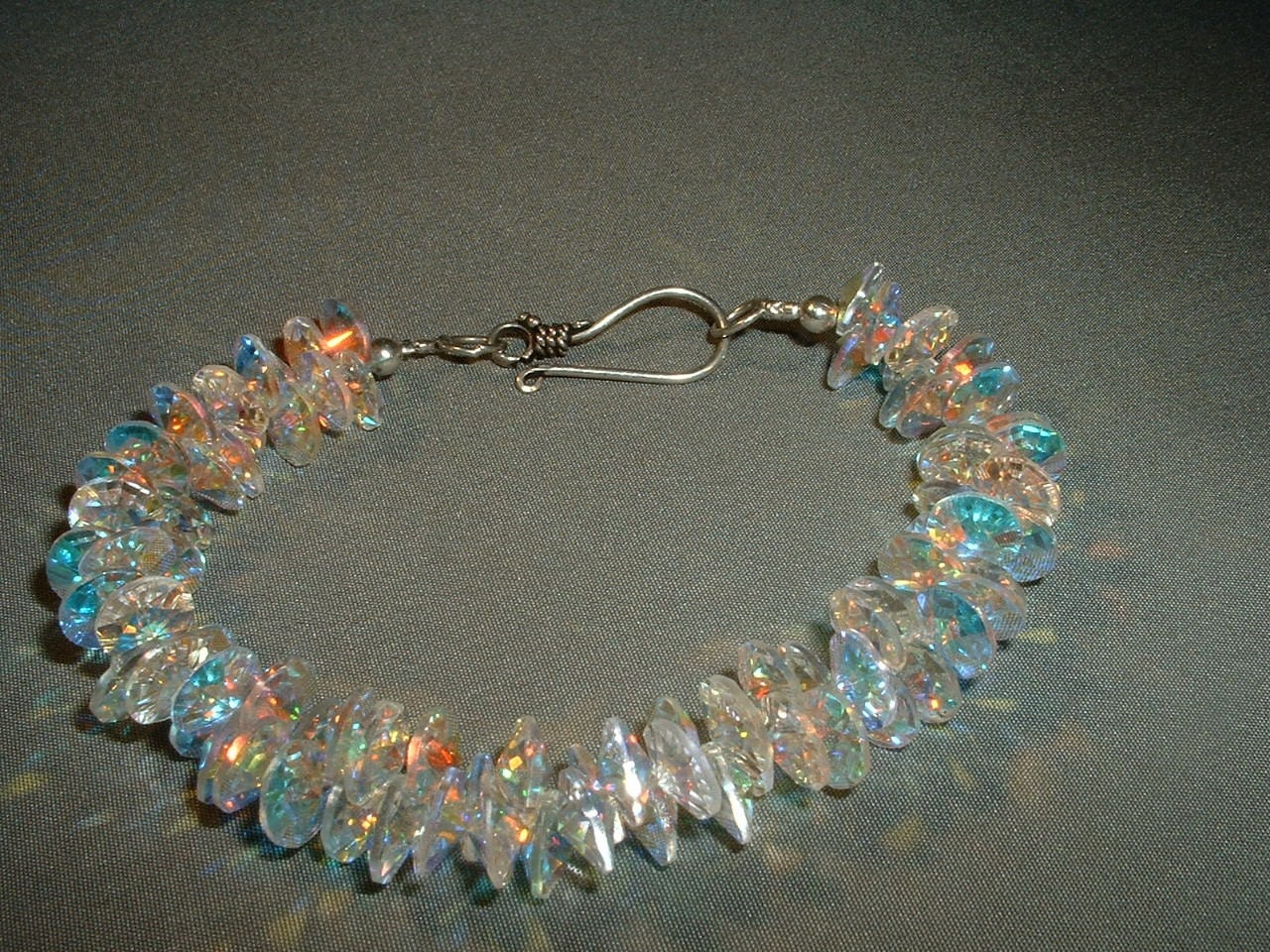 Crystal Aurora Borealis disc bracelet  SOLD