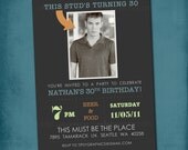 This STUD is Turning 30. Modern Milestone Birthday Party Invite Perfect with Old School Photo by Tipsy Graphics. Any age, any colors Il_170x135