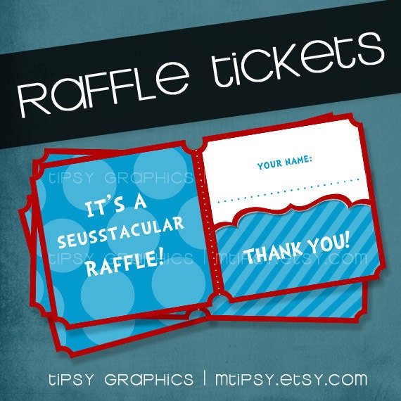 Dr. Seuss Printable DIY Diaper / Book Baby Shower Raffle Tickets Tipsy Graphics. Any colors. Il_170x135