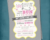 First Came the Lovin. Bun in the Oven Baby Shower Invite. Yellow Gray Pink by Tipsy Graphics. Any colors and text. Il_170x135