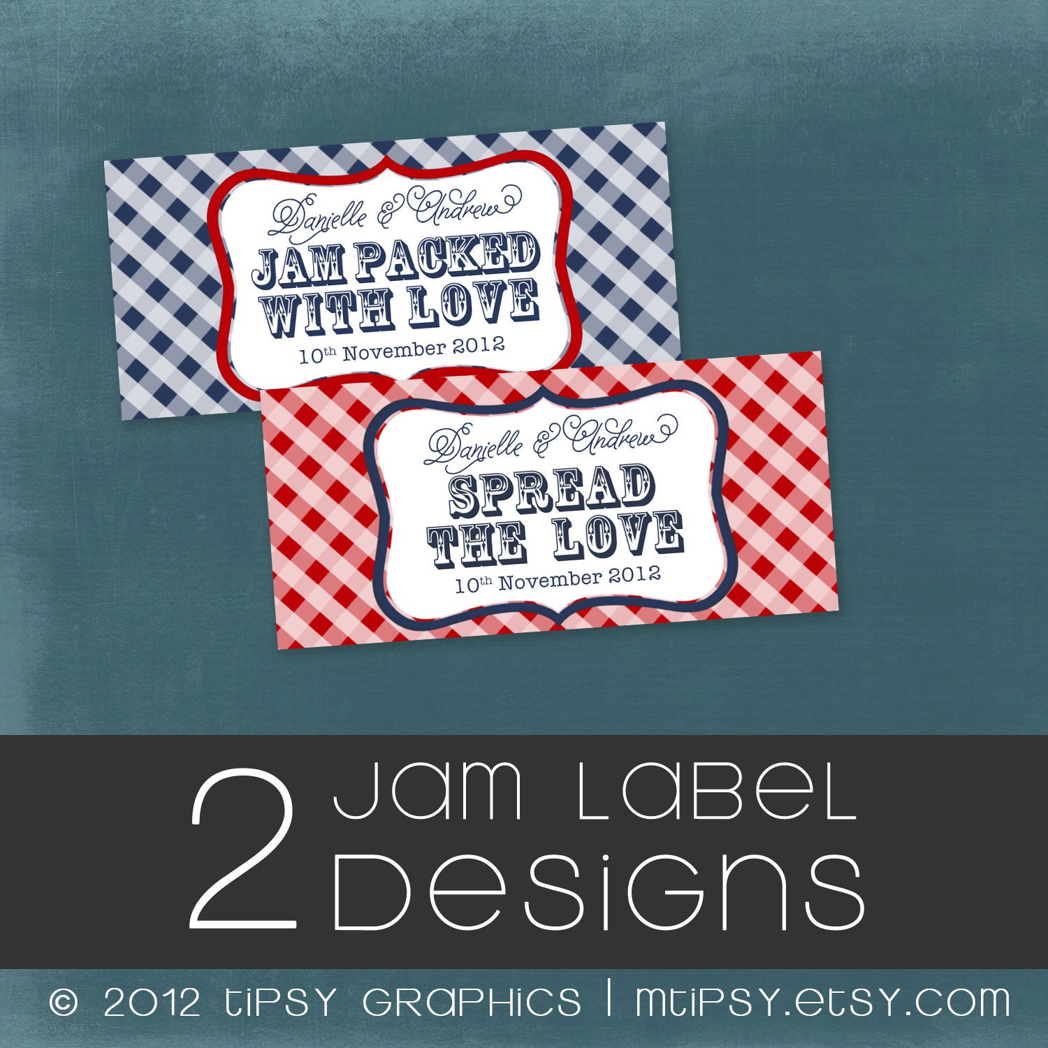 DESIGN 2 Jam Labels. Printable file with Option to Print. Your Wedding colors by Tipsy Graphics Il_170x135