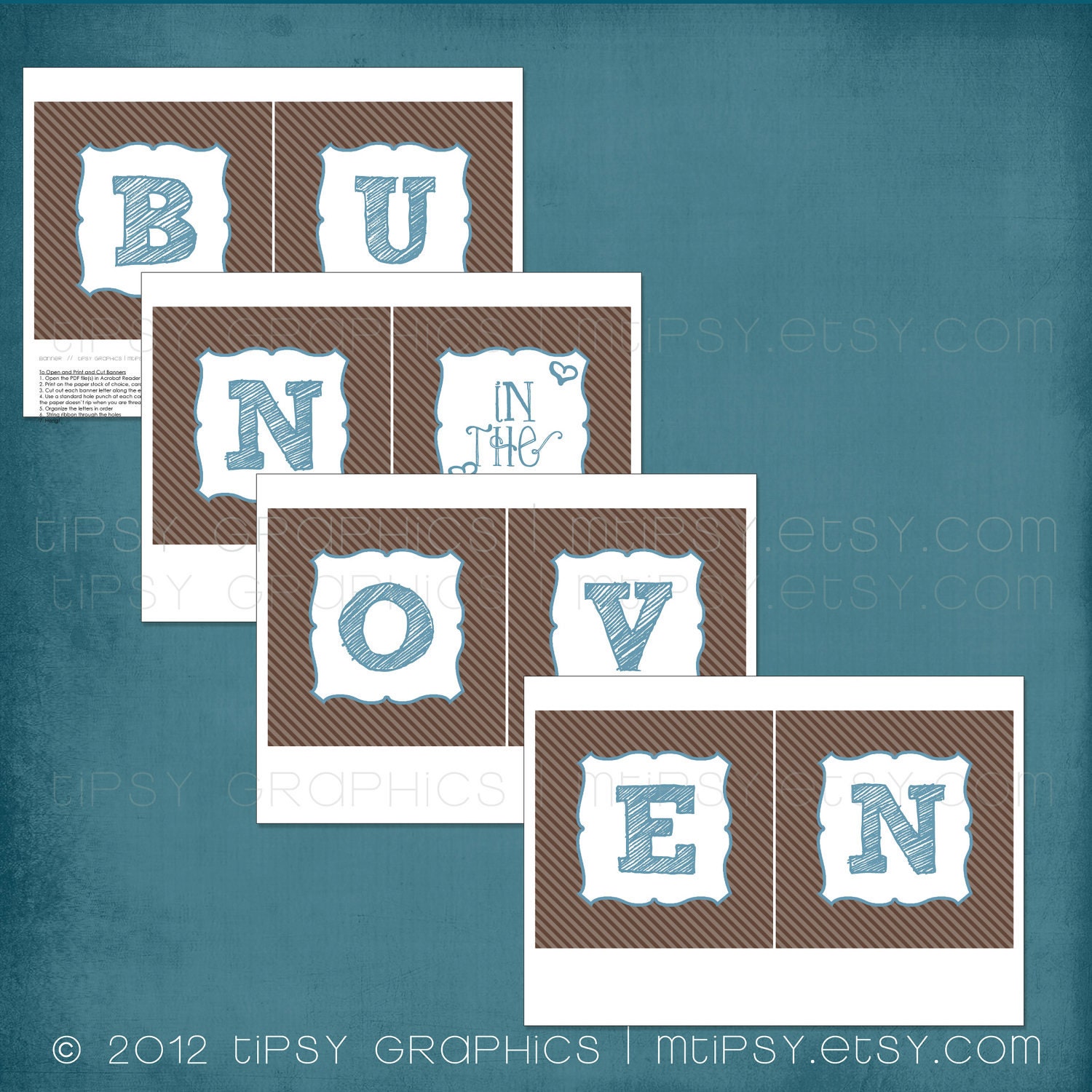 Bun in the Oven Printable BANNER by Tipsy Graphics. Any Colors. Il_570xn