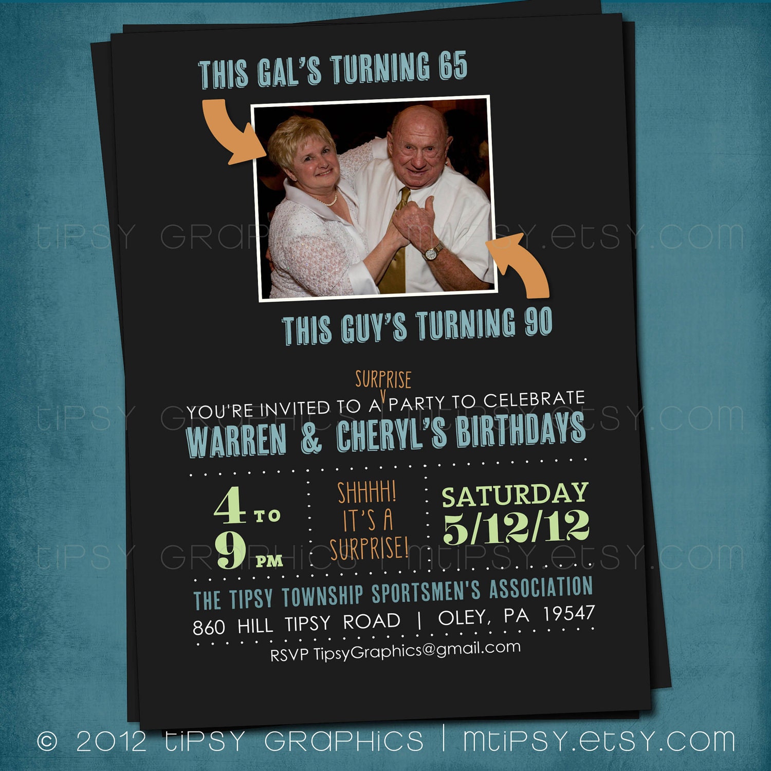 These Kids are Turning 50. Joint Birthday. Milestone Surprise Birthday Invite by Tipsy Graphics. Any age, any colors Il_570xn