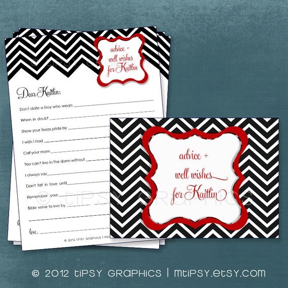 Chevron. Sweet Well Wishes for the GRADUATE. By Tipsy Graphics. Printable Advice Cards, any colors. Il_570xn