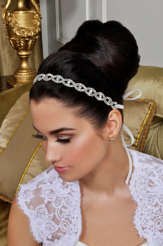 Bridal Headband - Beautiful Wedding Tiara - Crystals and Ribbon