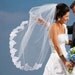 Wedding Veil - Fingertip with Alencon Lace - made to order - white, diamond white, ivory, champagne, blush