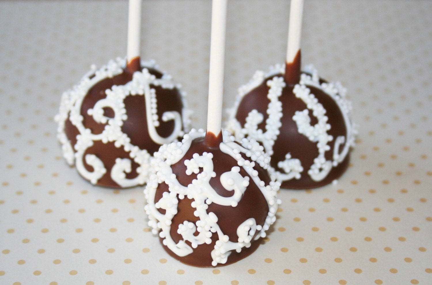 Upside Down Filigree Cake Truffle Lollipops