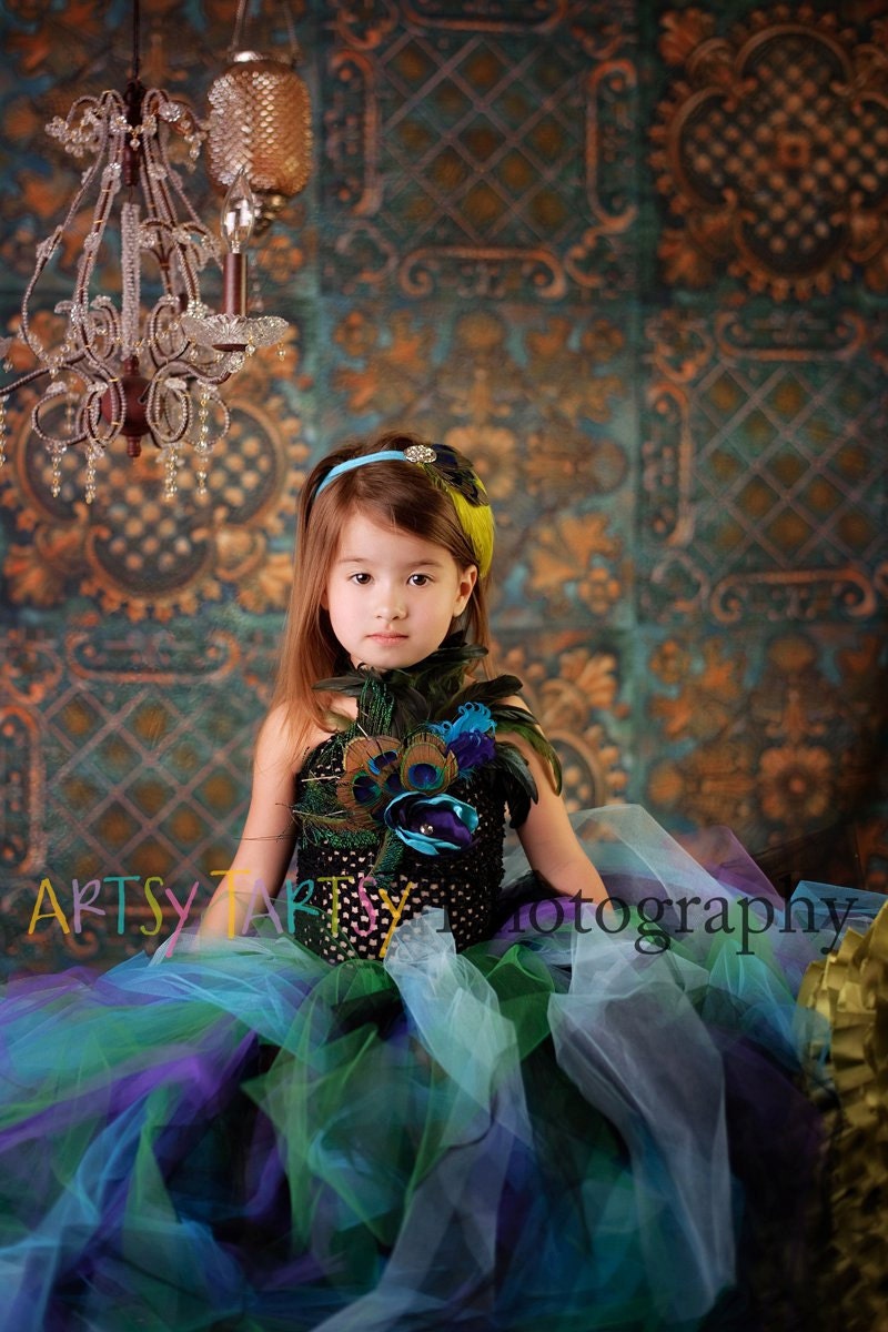 Peacock tutu dress for pageants, weddings, portraits 12m 18m 2t 3t 4t