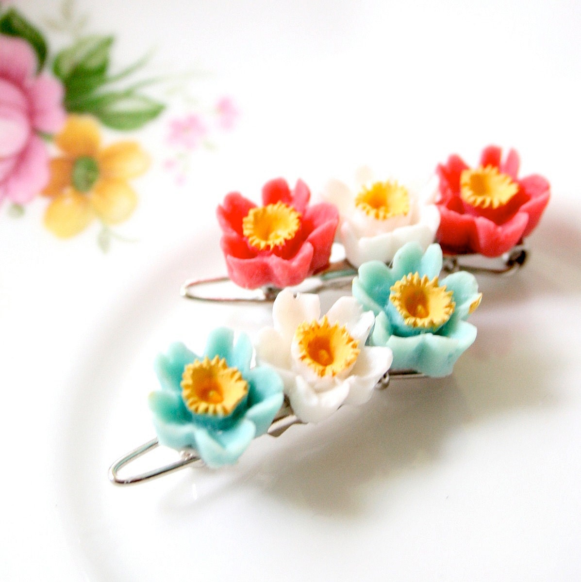 Tiny Flower Barrettes