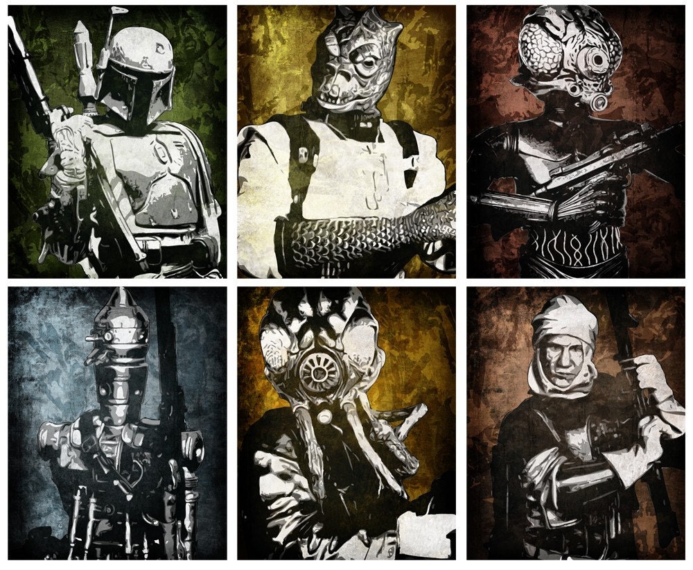 Star Wars Bounty Hunters Pop Art Print Set 8 x 10