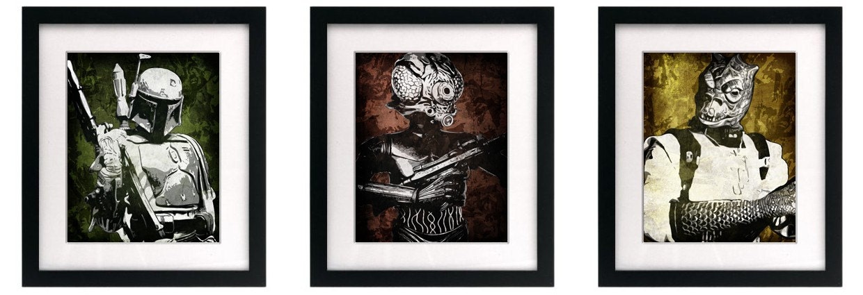 Star Wars Bounty Hunters Pop Art Print Set 8 x 10