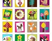 Woodland - one 4x6 inch digital sheet of scrabble size (0.75 x 0.83 inches) images for scrabble tiles, magnets, stickers etc.