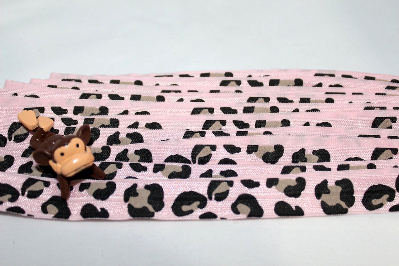 10 yards 5/8 inch (80) Pink/Brown/Black Leopard FOE Foldover elastic trim diapers hair ties
