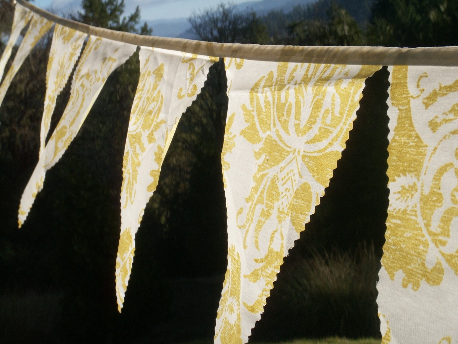 Elegant vintage sheer bunting flags-wedding, photo prop, parties or home decor