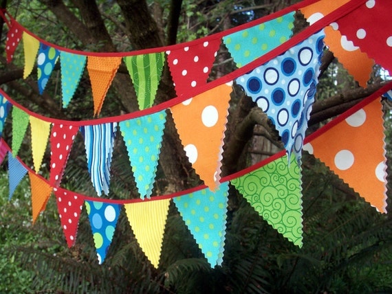 Circus Bunting Fabric Party Flags size small Il_570xn