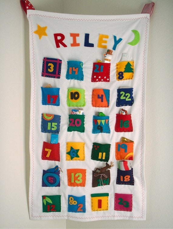 Advent Calendar Personalized Whimsical Colorful Fabrics fill yourself. Il_570xn