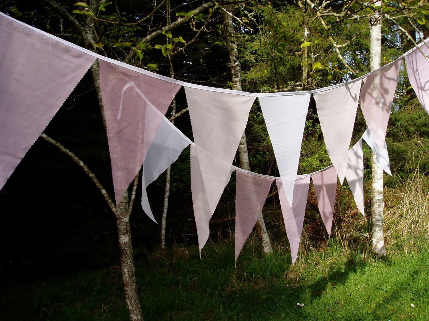 Wedding Bunting -Sheer Chiffon Fabric XL Flags- you choose colors 9 foot strand Il_570xn