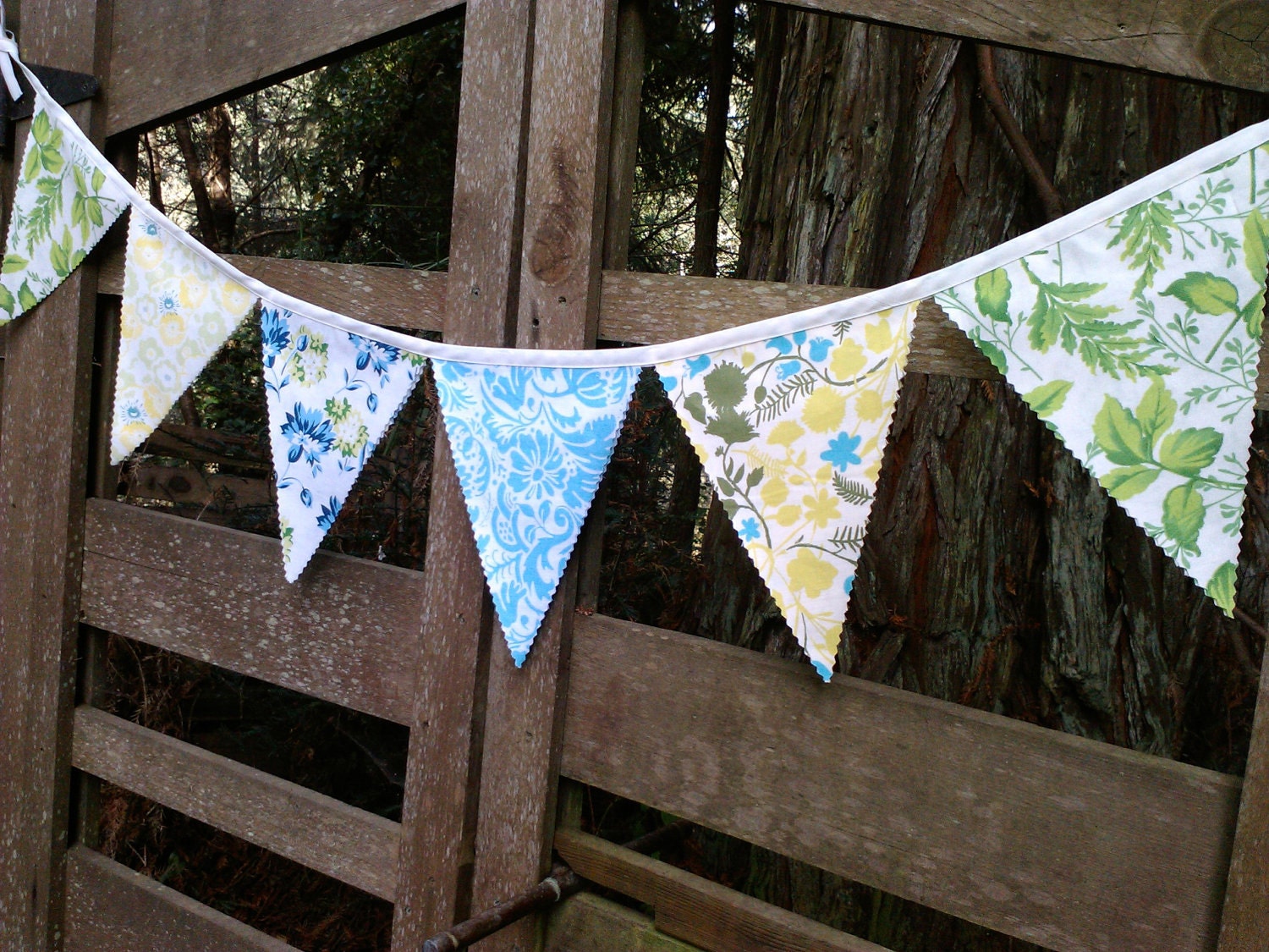Bunting Flags Fabric Spring Garden Yellow Green Aqua Blue Il_570xn