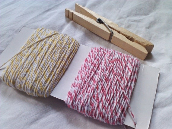 Bakers Twine 50 yards total Pink/White and Yellow/White combo Il_570xn